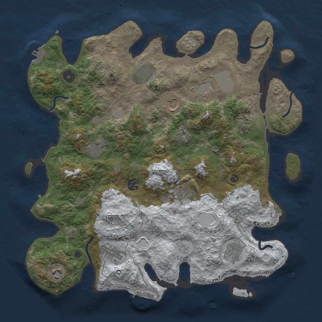 Rust Map: Procedural Map, Size: 3950, Seed: 8741903, 20 Monuments