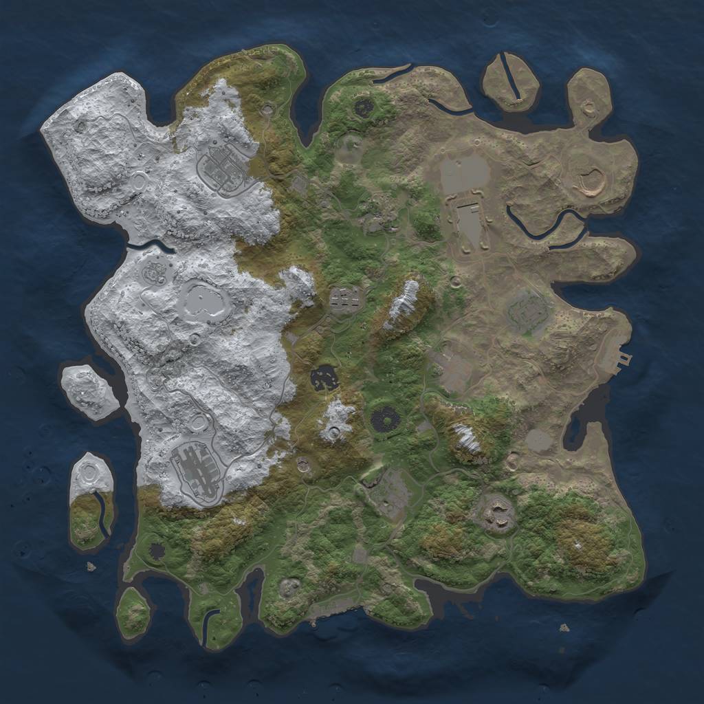 Rust Map: Procedural Map, Size: 3800, Seed: 345, 20 Monuments