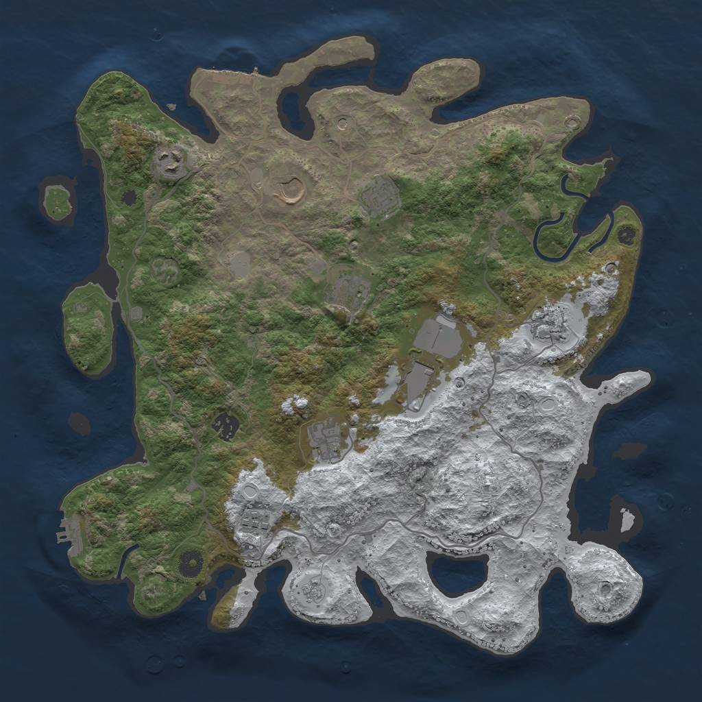 Rust Map: Procedural Map, Size: 4000, Seed: 1188876423, 18 Monuments