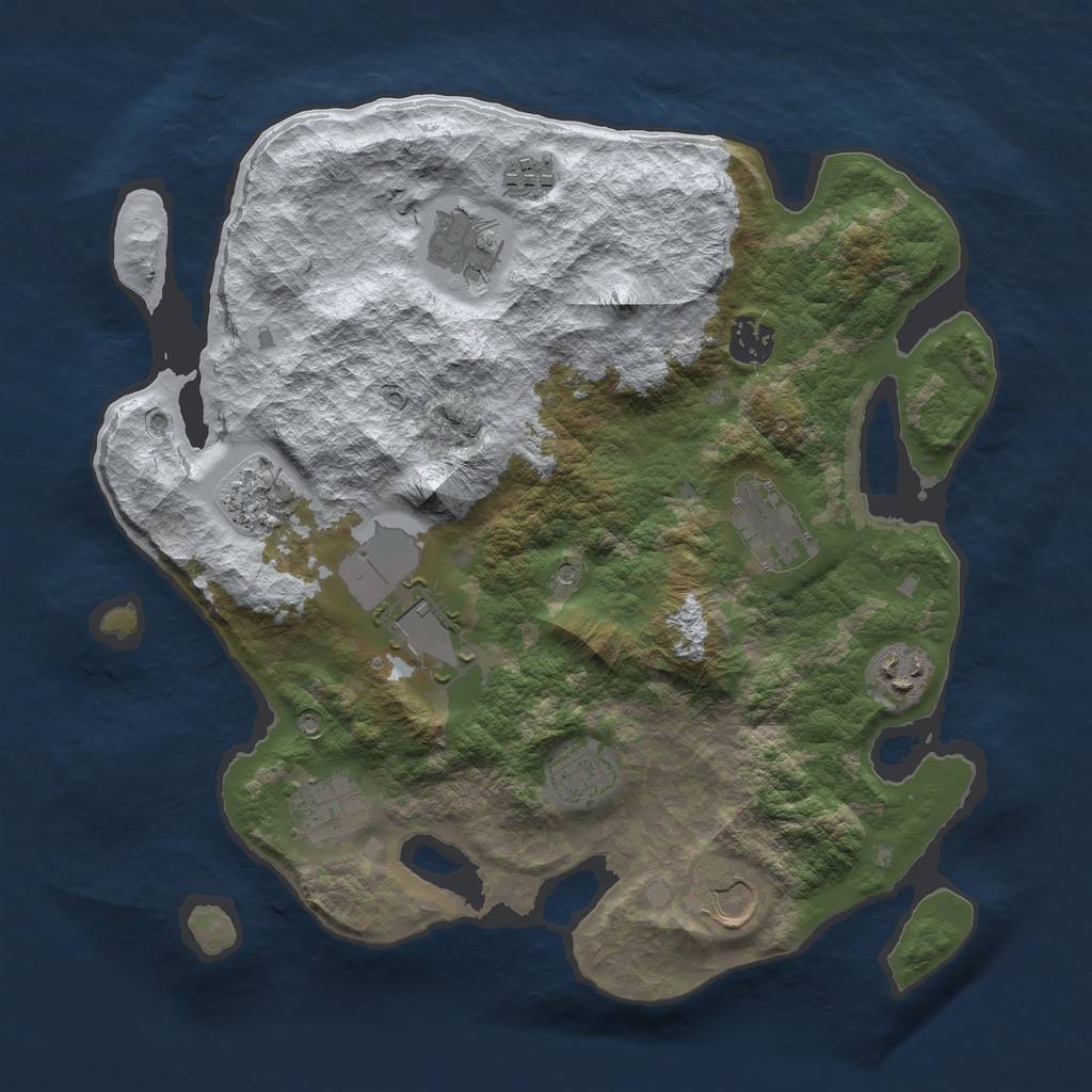 Rust Map: Barren, Size: 3500, Seed: 969634, 13 Monuments