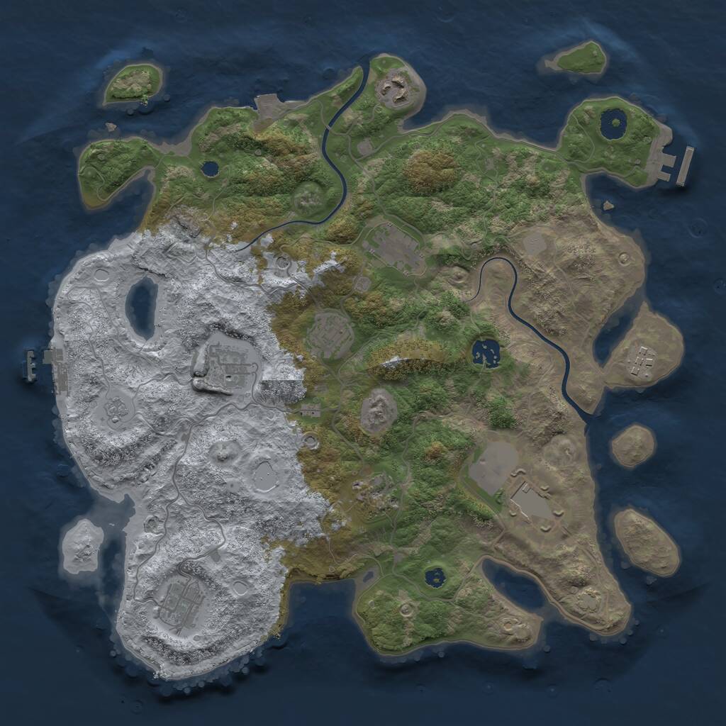 Rust Map: Procedural Map, Size: 3700, Seed: 1744768724, 15 Monuments