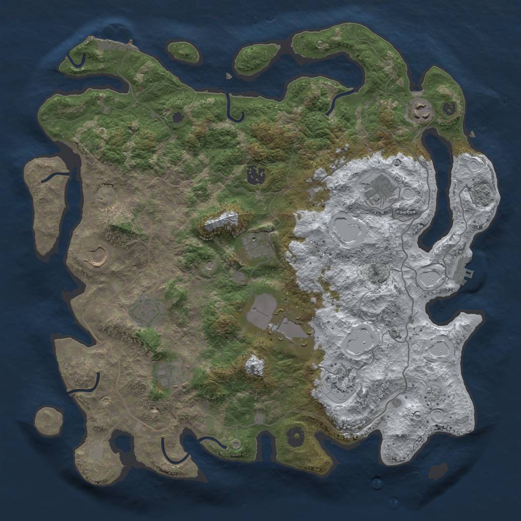 Rust Map: Procedural Map, Size: 4000, Seed: 351970, 19 Monuments