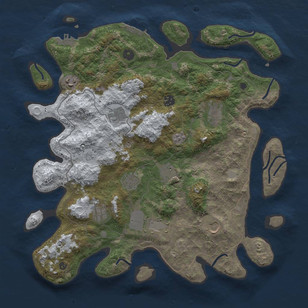 Rust Map: Procedural Map, Size: 4000, Seed: 1213146, 19 Monuments