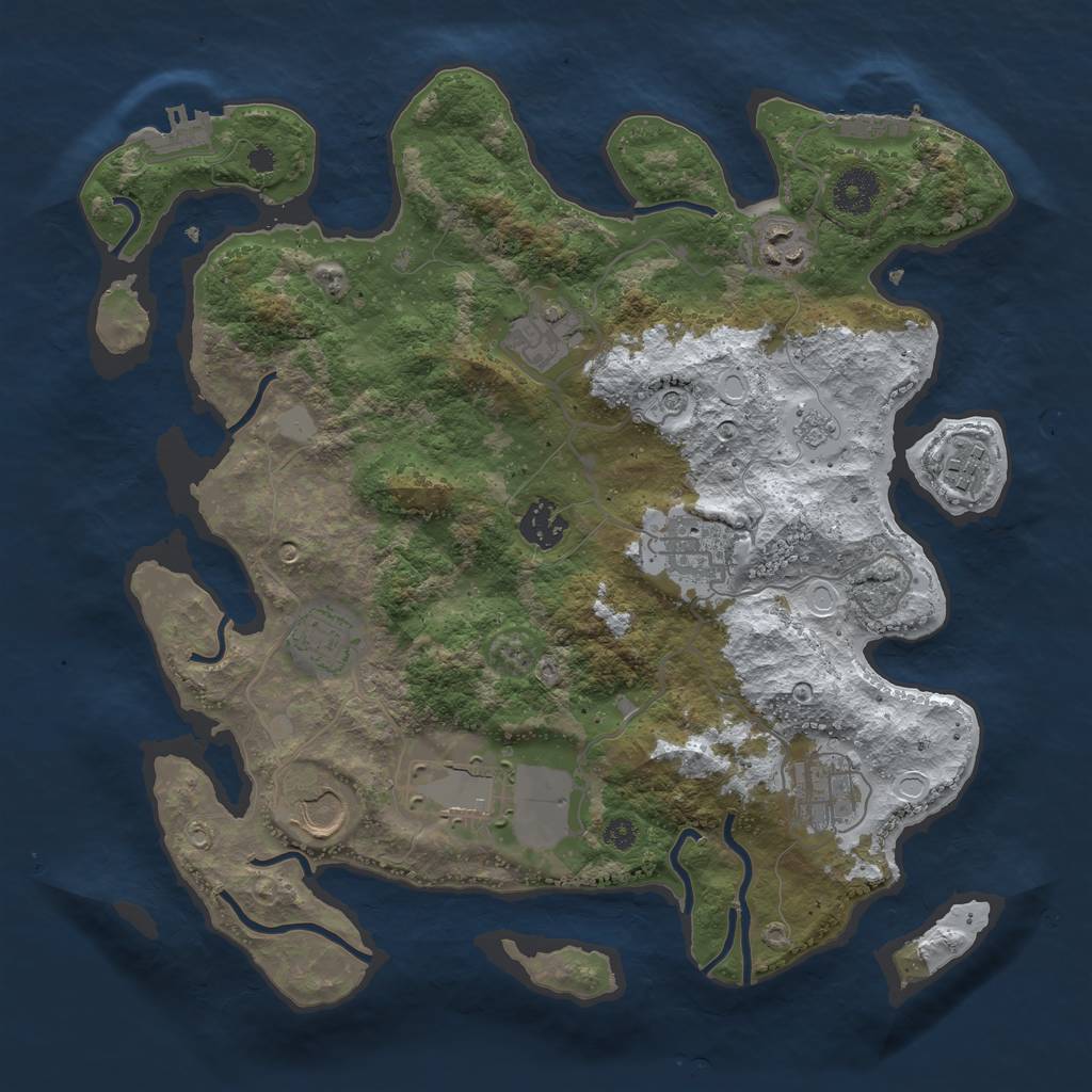 Rust Map: Procedural Map, Size: 3500, Seed: 1099127254, 18 Monuments