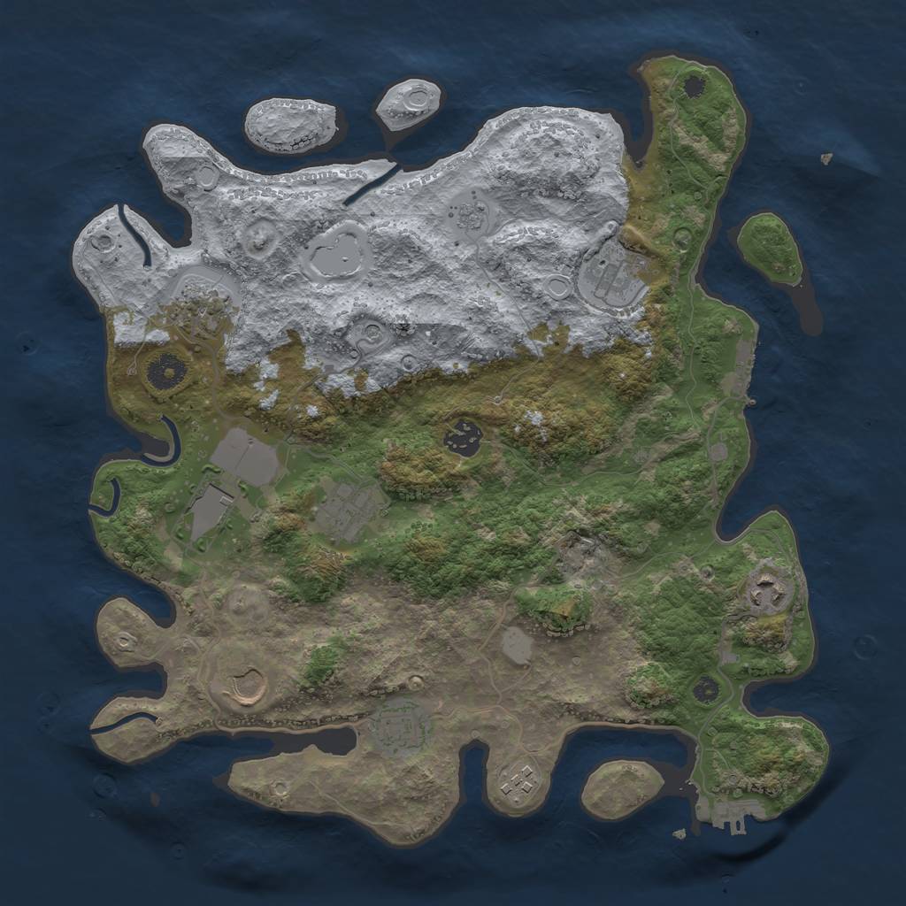 Rust Map: Procedural Map, Size: 3700, Seed: 46471734, 18 Monuments
