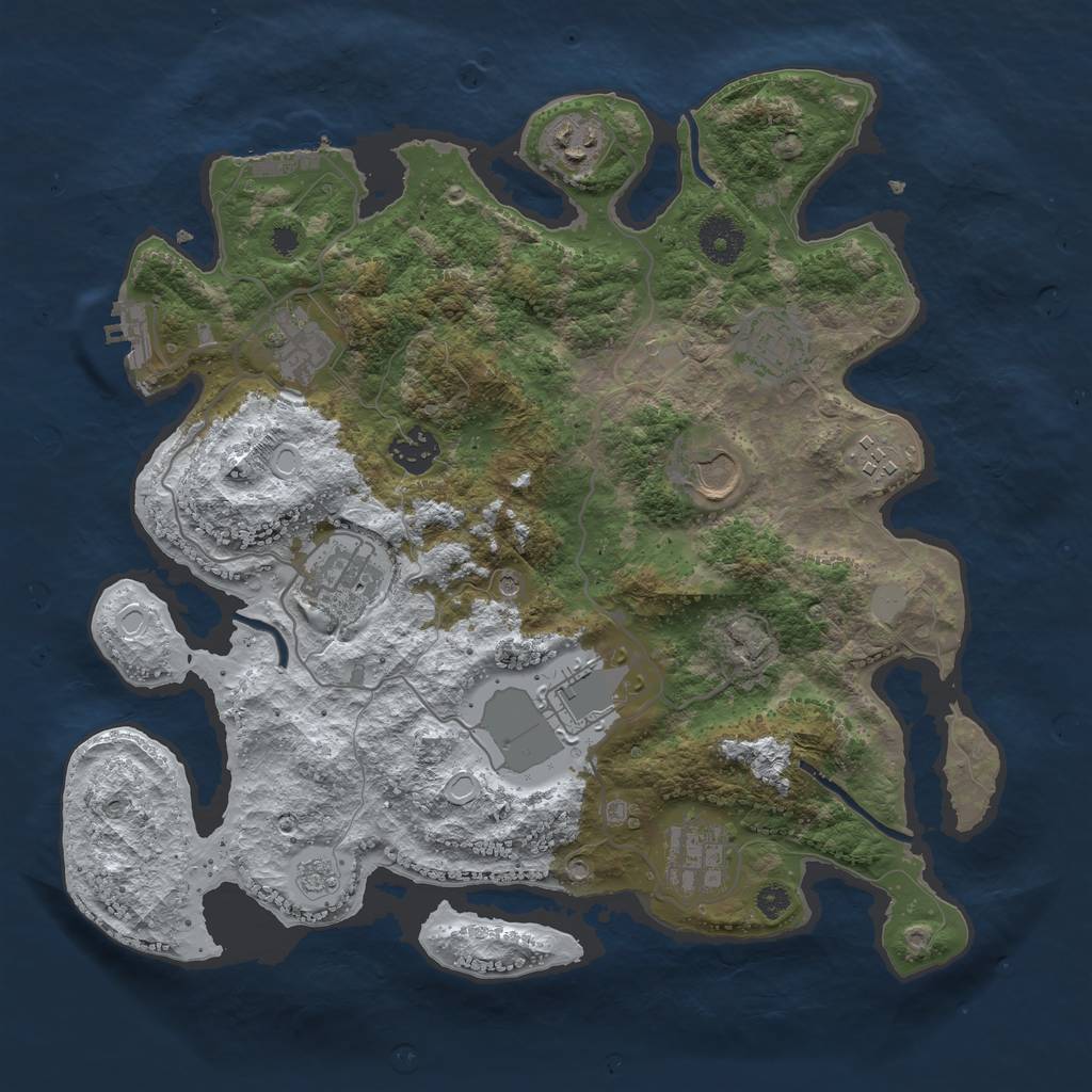 Rust Map: Procedural Map, Size: 3500, Seed: 419824363, 18 Monuments