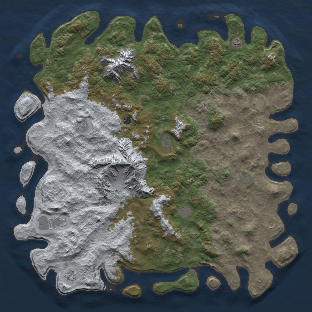 Rust Map: Barren, Size: 6000, Seed: 17777, 14 Monuments