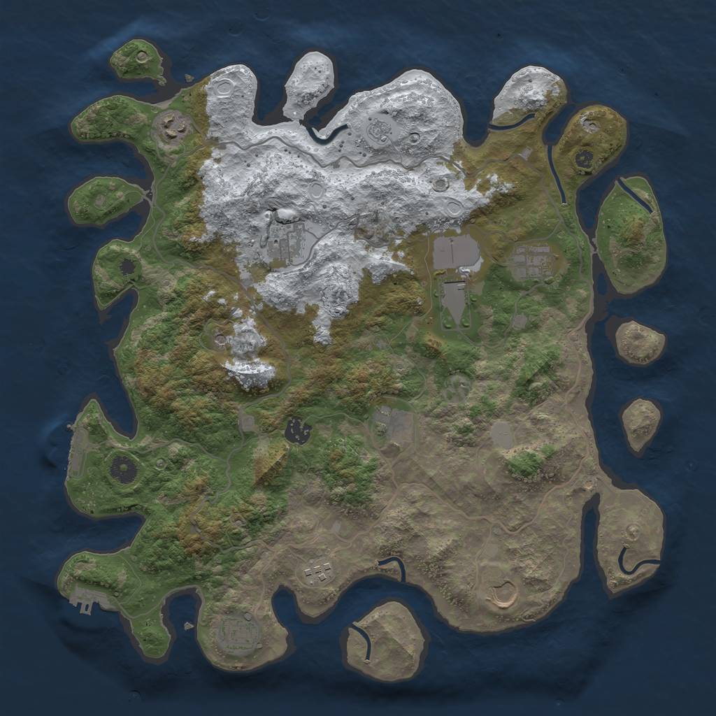 Rust Map: Procedural Map, Size: 4000, Seed: 39463, 18 Monuments