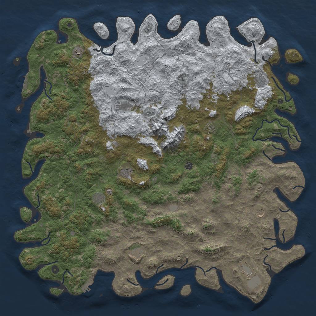 Rust Map: Procedural Map, Size: 6000, Seed: 742221123, 20 Monuments