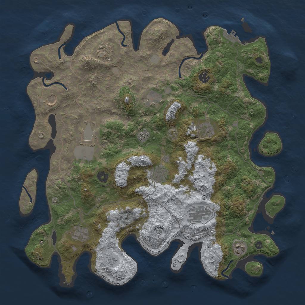 Rust Map: Procedural Map, Size: 4050, Seed: 1809661133, 19 Monuments
