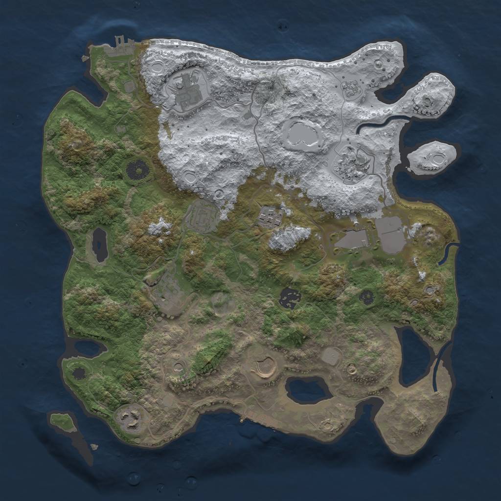 Rust Map: Procedural Map, Size: 3500, Seed: 456548, 18 Monuments