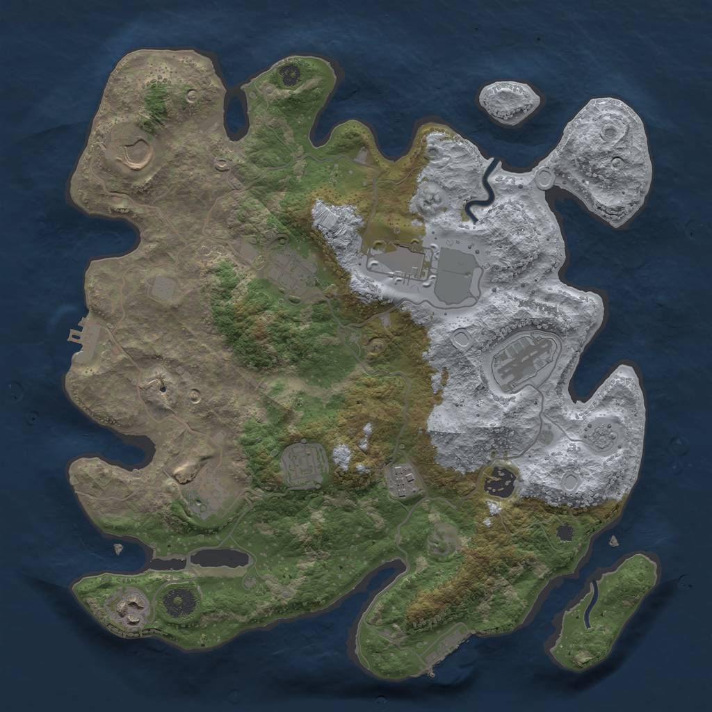 Rust Map: Procedural Map, Size: 3500, Seed: 444385516, 17 Monuments