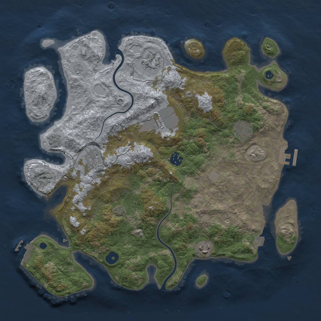 Rust Map: Procedural Map, Size: 3850, Seed: 1817727684, 13 Monuments