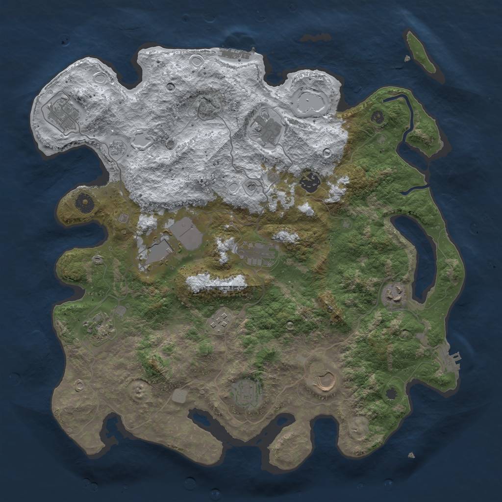 Rust Map: Procedural Map, Size: 3950, Seed: 1233426550, 19 Monuments