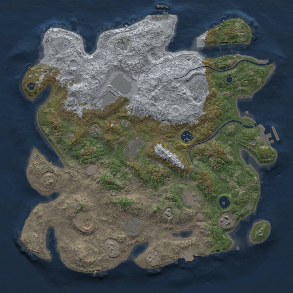 Rust Map: Procedural Map, Size: 3850, Seed: 2028432426, 16 Monuments