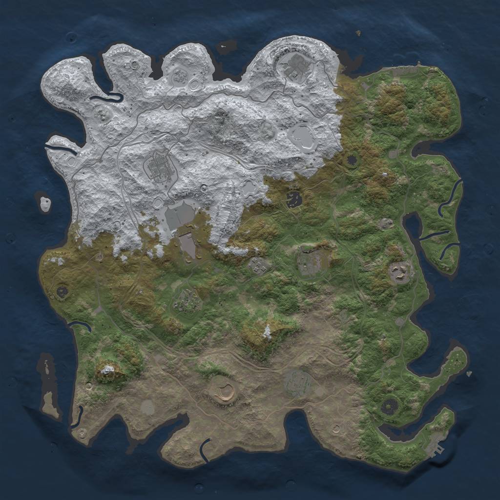 Rust Map: Procedural Map, Size: 4500, Seed: 1051067268, 19 Monuments