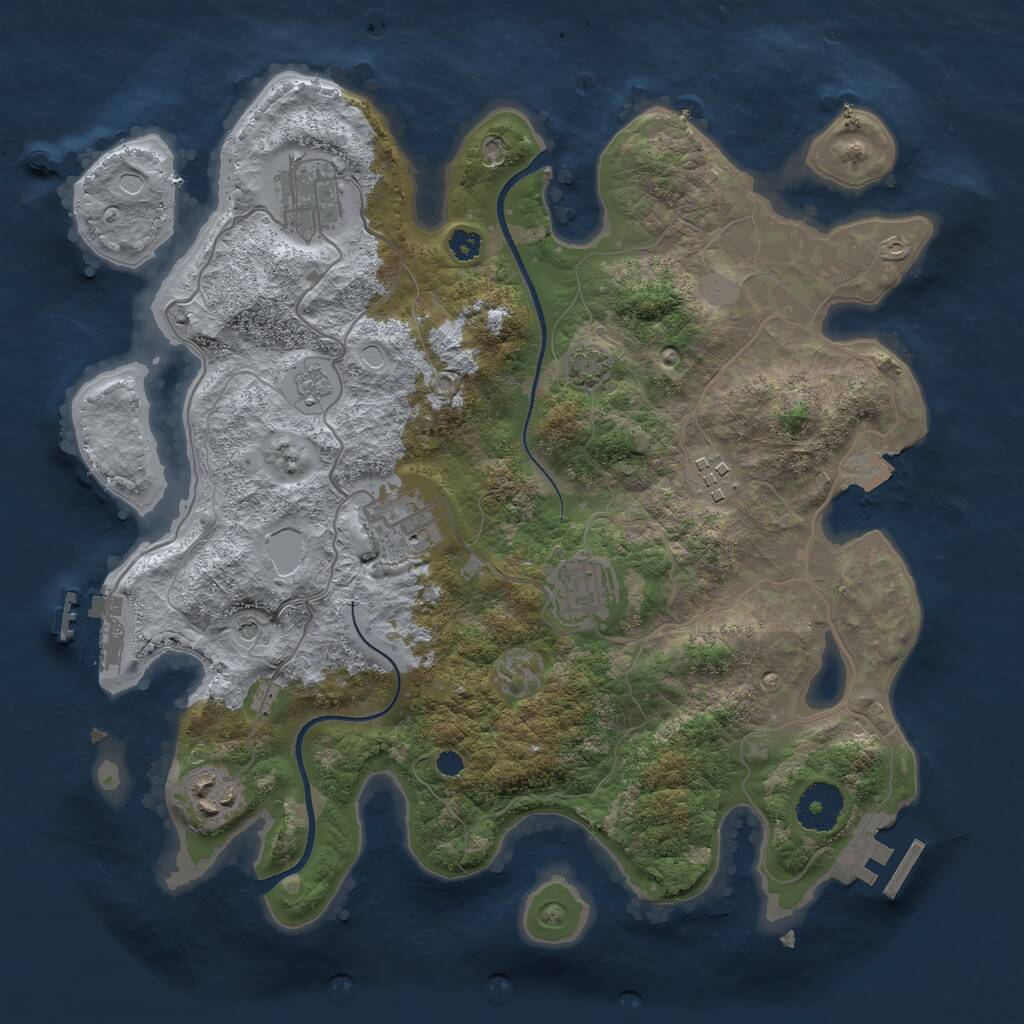 Rust Map: Procedural Map, Size: 3250, Seed: 1781923, 11 Monuments