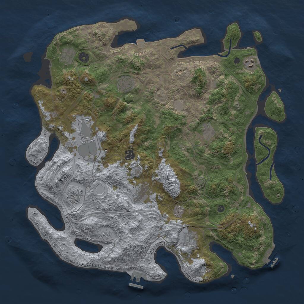 Rust Map: Procedural Map, Size: 4300, Seed: 101, 16 Monuments