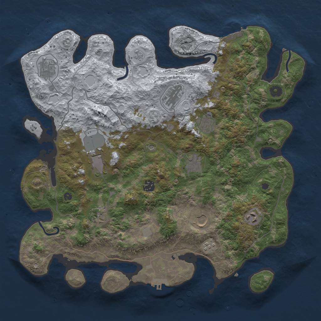 Rust Map: Procedural Map, Size: 4000, Seed: 372222, 19 Monuments