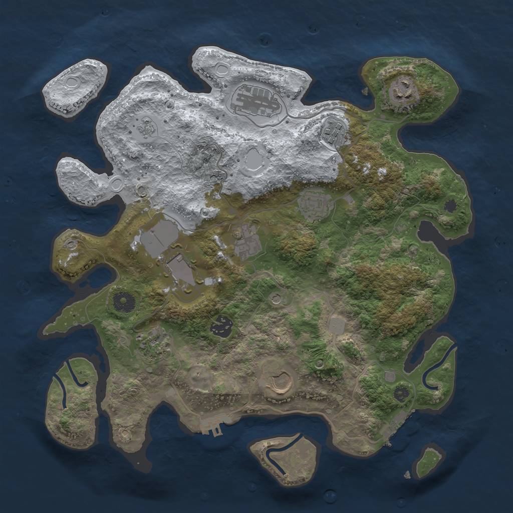 Rust Map: Procedural Map, Size: 3500, Seed: 28988, 18 Monuments