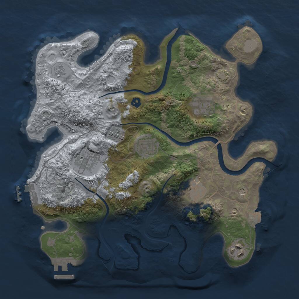 Rust Map: Procedural Map, Size: 3000, Seed: 1186958900, 12 Monuments