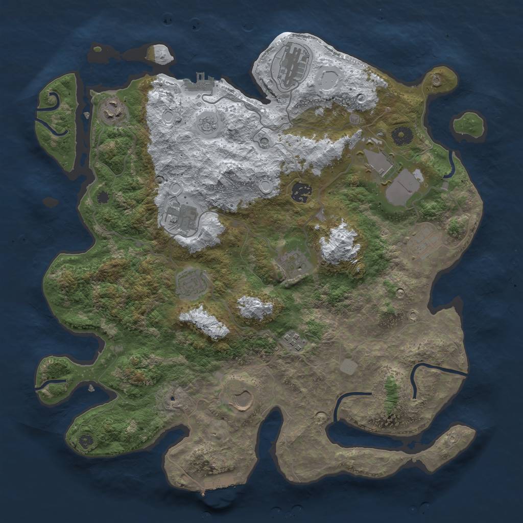 Rust Map: Procedural Map, Size: 3850, Seed: 706063119, 19 Monuments