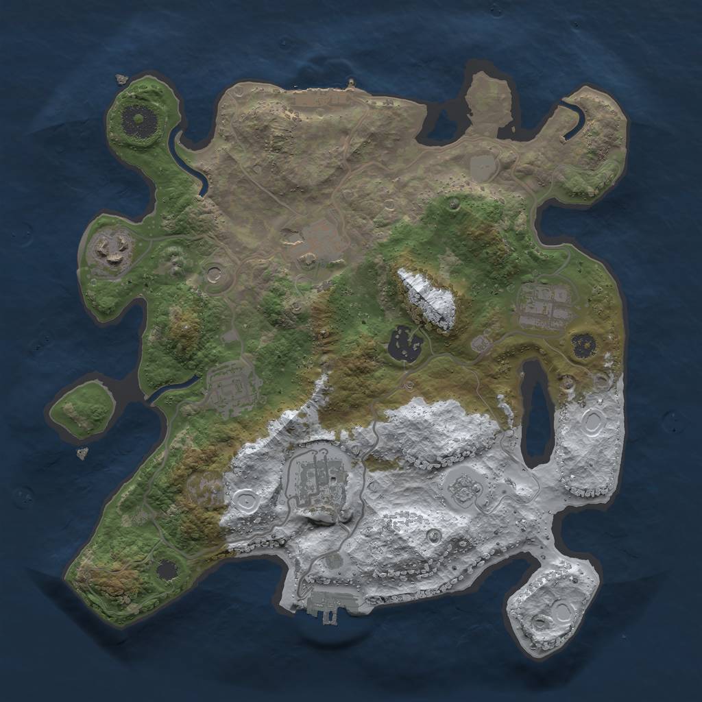 Rust Map: Procedural Map, Size: 3000, Seed: 1982, 15 Monuments