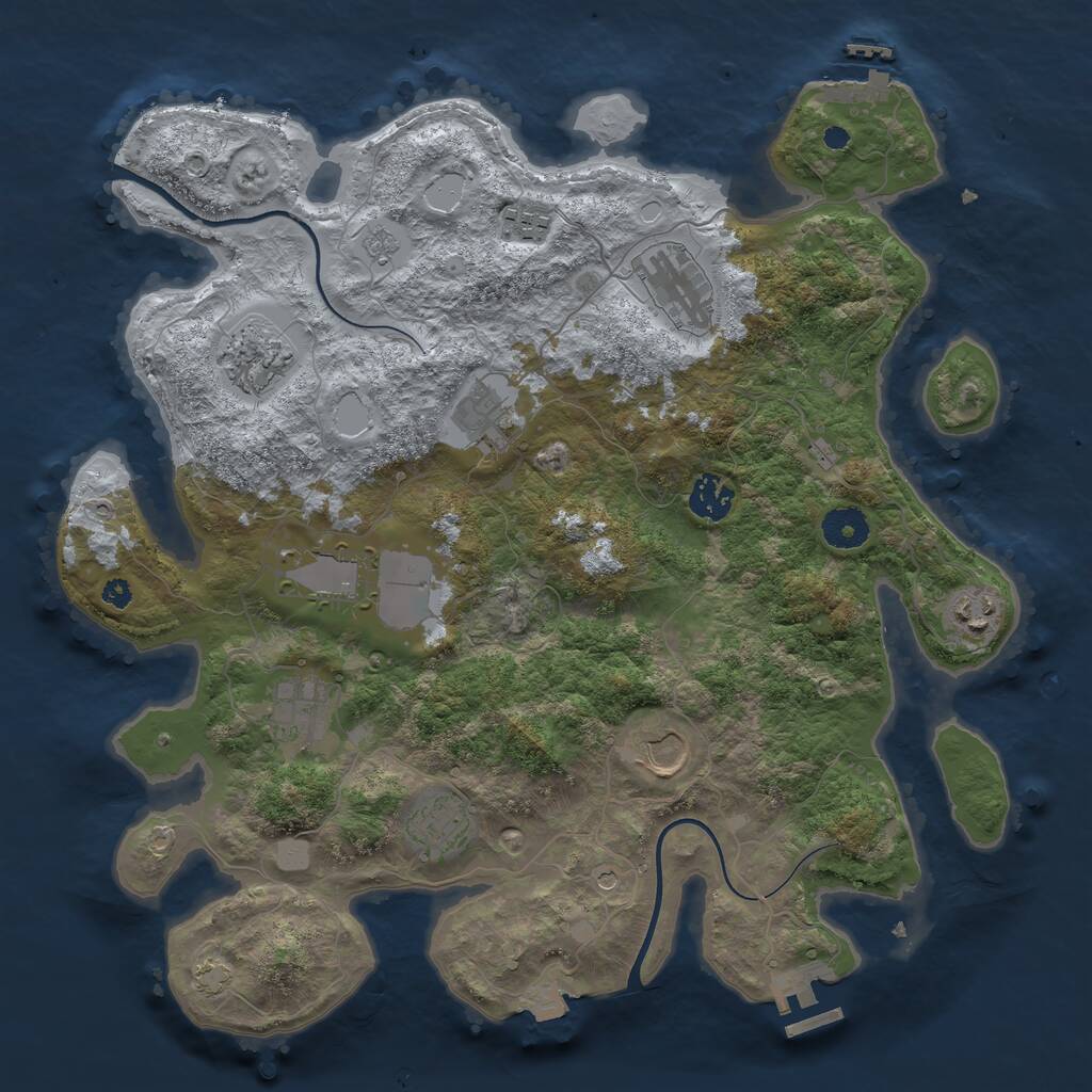 Rust Map: Procedural Map, Size: 3700, Seed: 454822, 16 Monuments