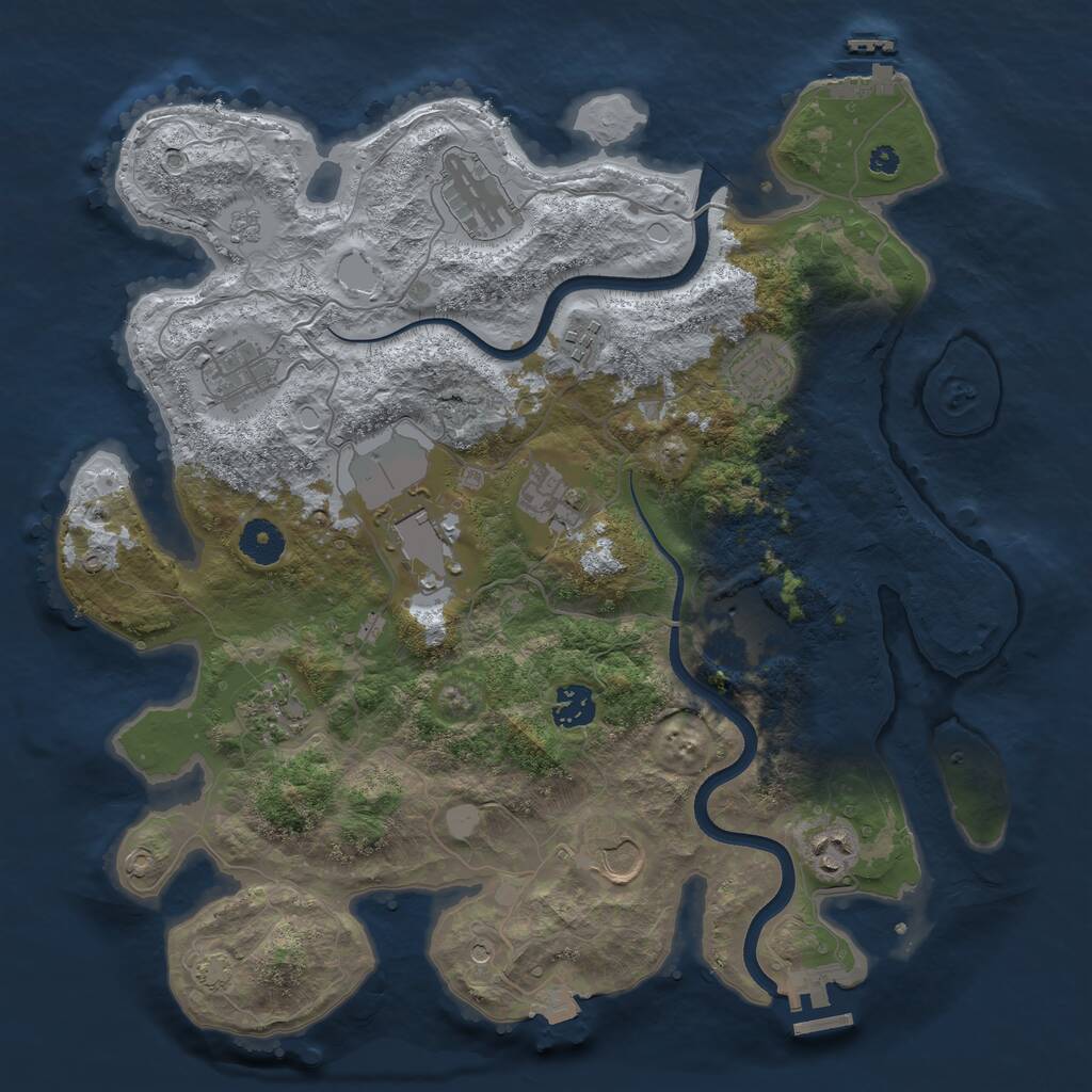 Rust Map: Procedural Map, Size: 3700, Seed: 454822, 17 Monuments