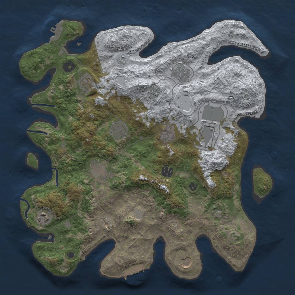 Rust Map: Procedural Map, Size: 3700, Seed: 5743161, 20 Monuments