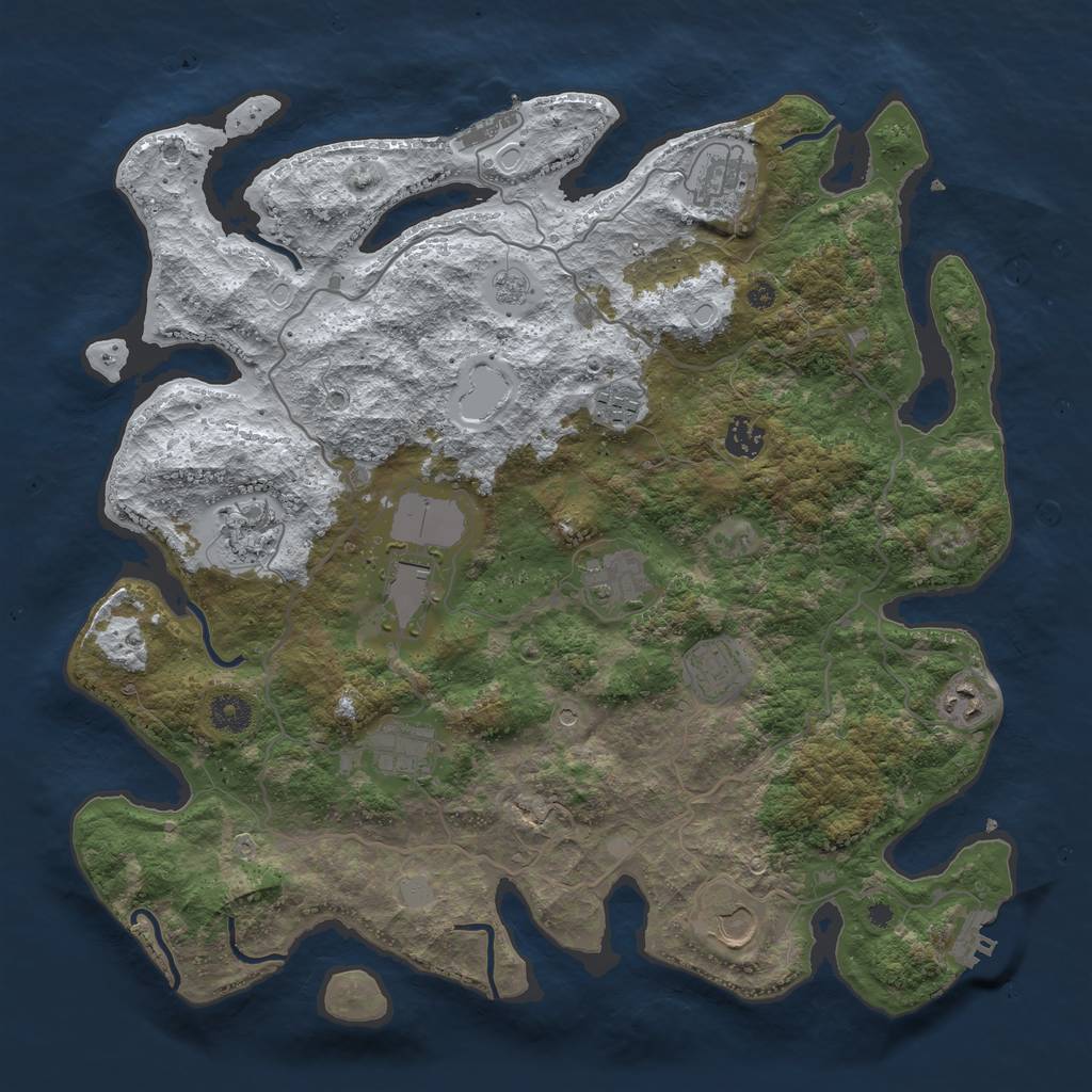 Rust Map: Procedural Map, Size: 4000, Seed: 561720, 19 Monuments