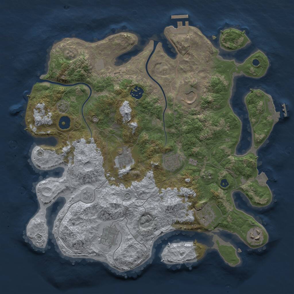 Rust Map: Procedural Map, Size: 3500, Seed: 345217, 13 Monuments