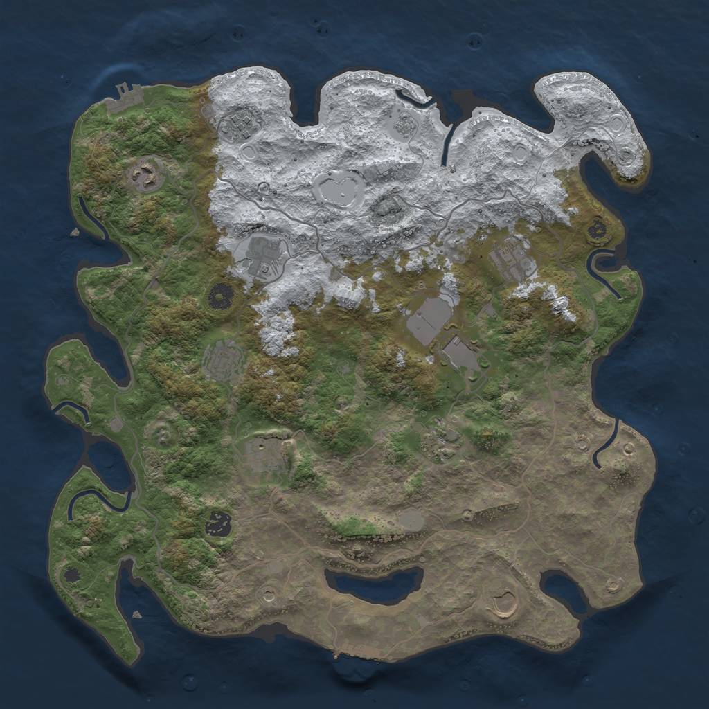 Rust Map: Procedural Map, Size: 4000, Seed: 69475, 19 Monuments