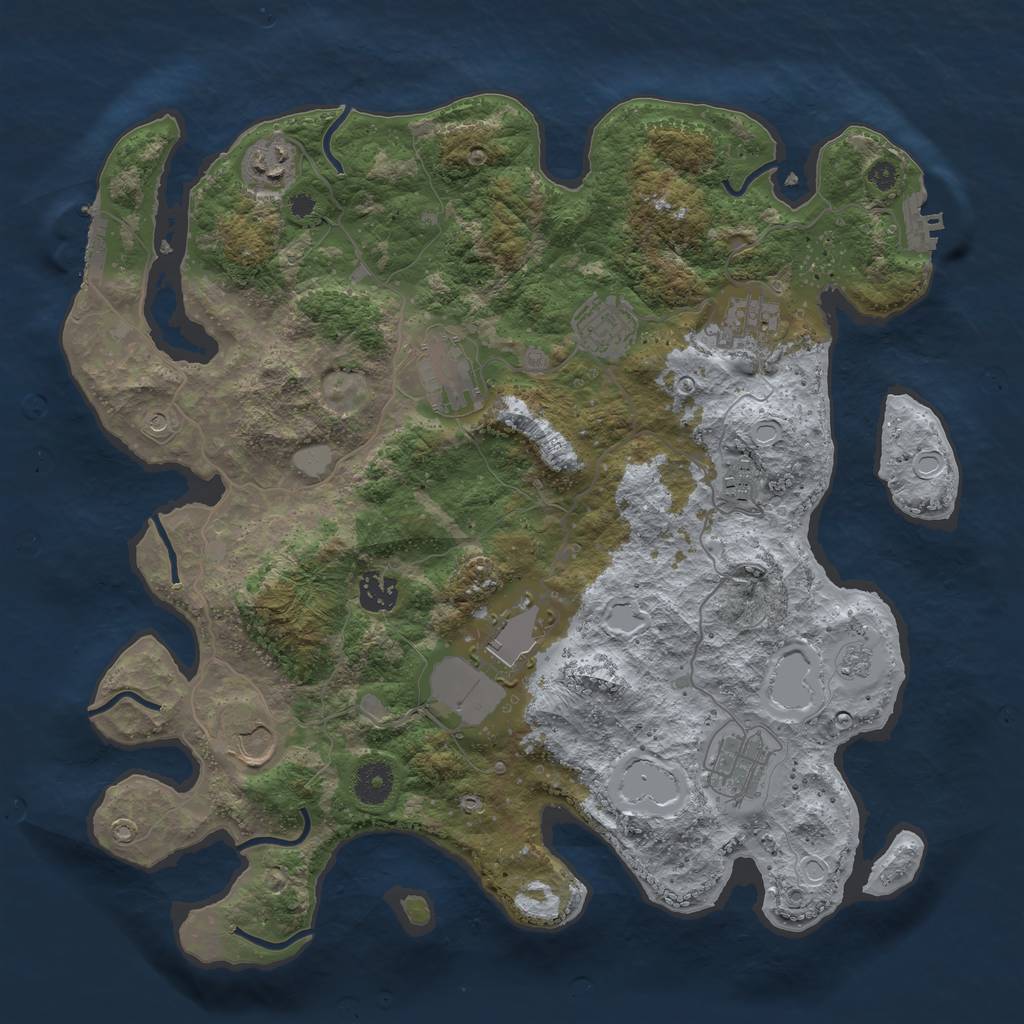 Rust Map: Procedural Map, Size: 3750, Seed: 743889662, 18 Monuments