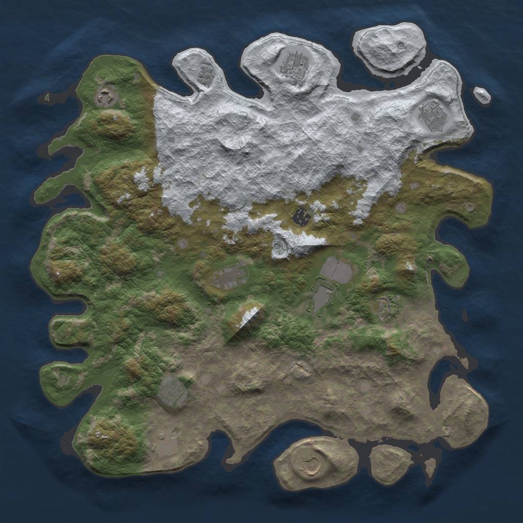 Rust Map: Barren, Size: 4500, Seed: 620485747, 14 Monuments