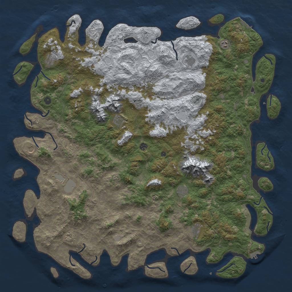 Rust Map: Procedural Map, Size: 6000, Seed: 4653, 20 Monuments