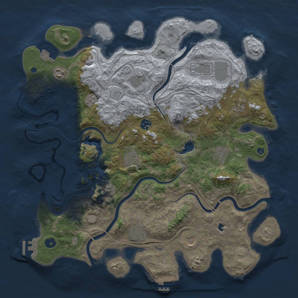 Rust Map: Procedural Map, Size: 4250, Seed: 154198563, 16 Monuments