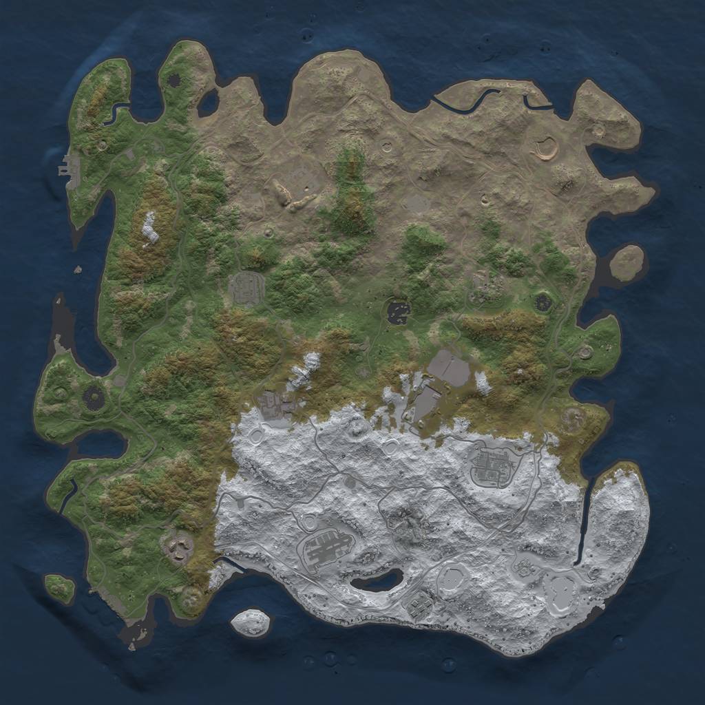 Rust Map: Procedural Map, Size: 4500, Seed: 2101389, 20 Monuments