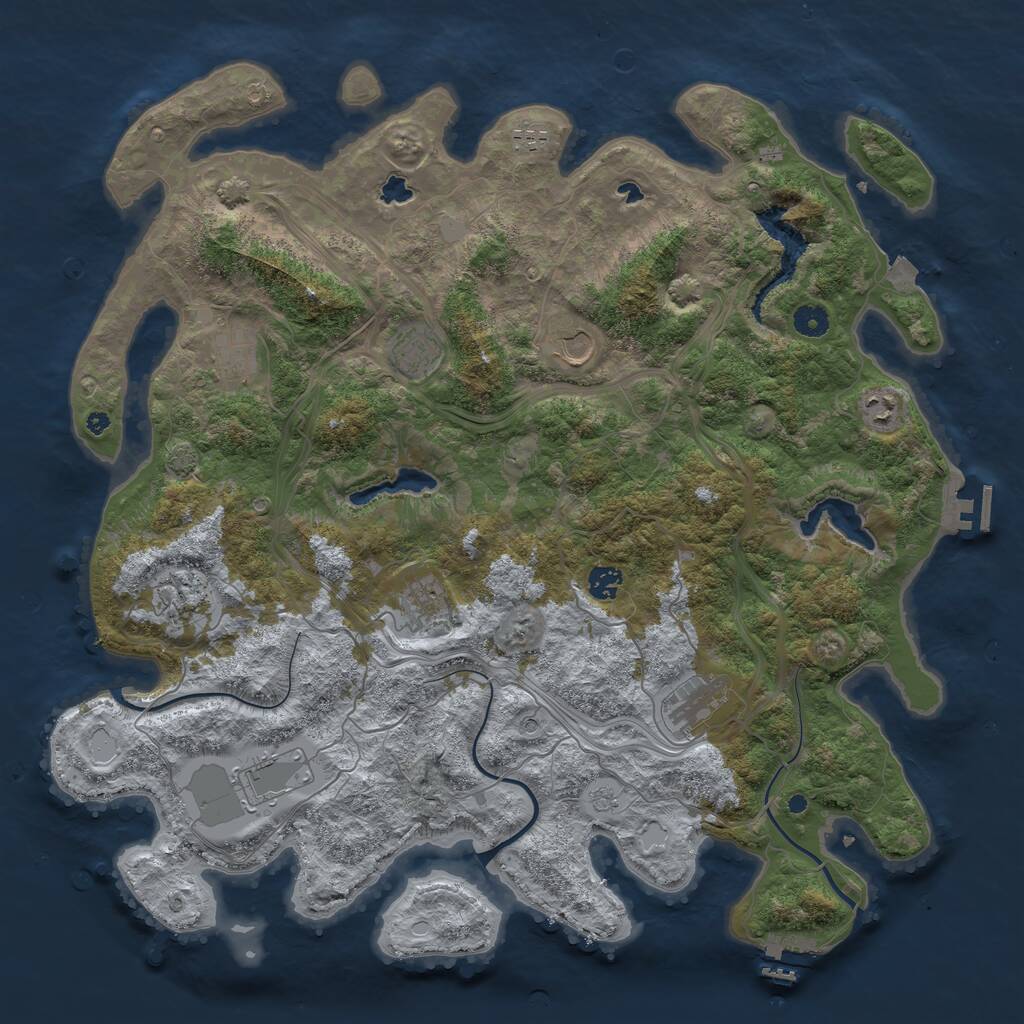 Rust Map: Procedural Map, Size: 4500, Seed: 279538, 16 Monuments