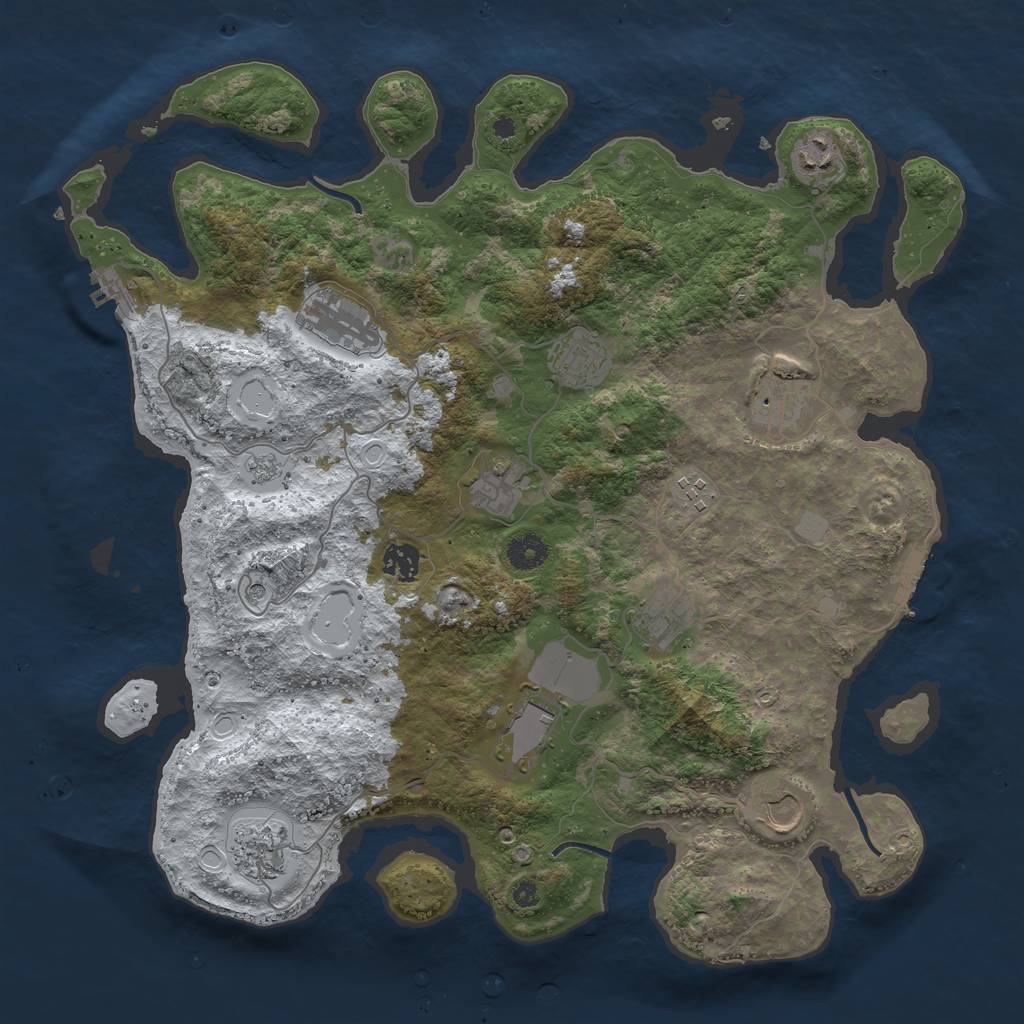 Rust Map: Procedural Map, Size: 3999, Seed: 100, 20 Monuments