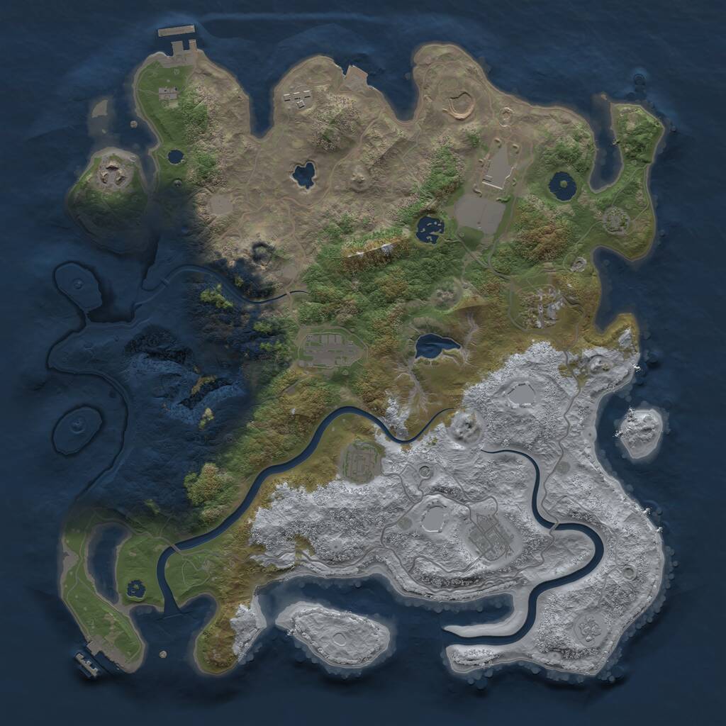 Rust Map: Procedural Map, Size: 4000, Seed: 607516, 15 Monuments