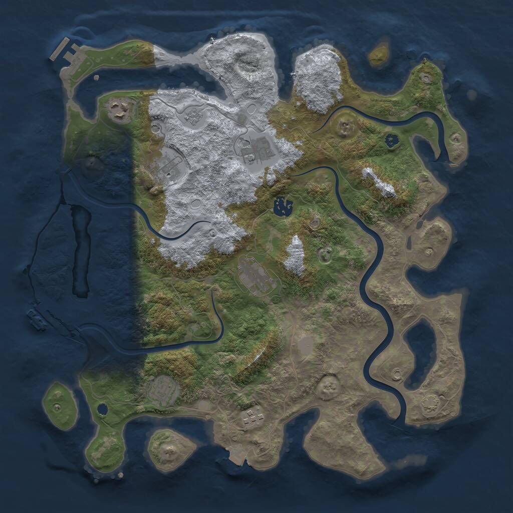 Rust Map: Procedural Map, Size: 3800, Seed: 123456789, 13 Monuments