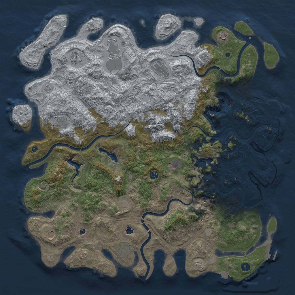 Rust Map: Procedural Map, Size: 5000, Seed: 36987412, 17 Monuments