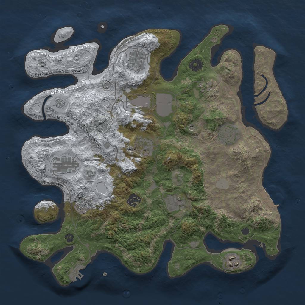 Rust Map: Procedural Map, Size: 3500, Seed: 1019180510, 19 Monuments