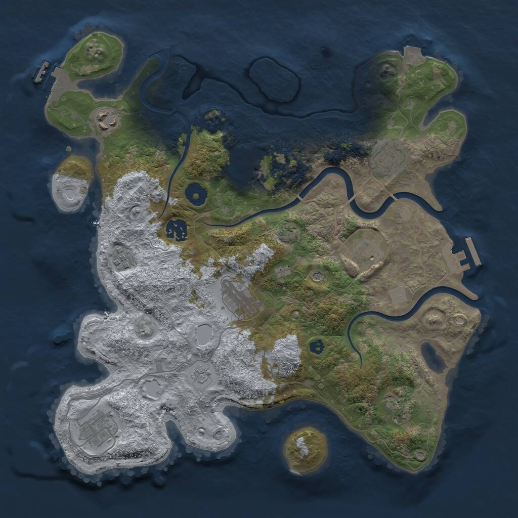 Rust Map: Procedural Map, Size: 3496, Seed: 6957496, 15 Monuments