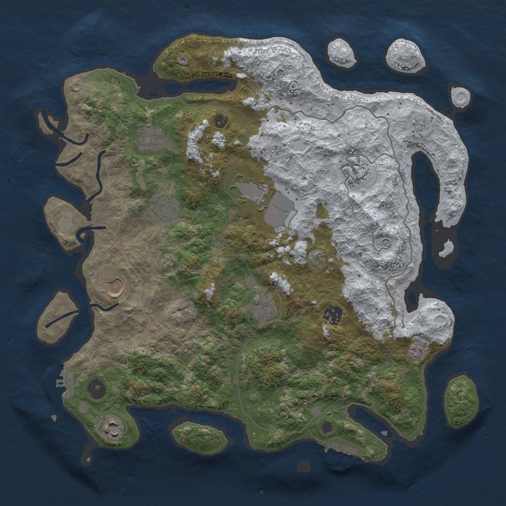 Rust Map: Procedural Map, Size: 4000, Seed: 1354360797, 18 Monuments