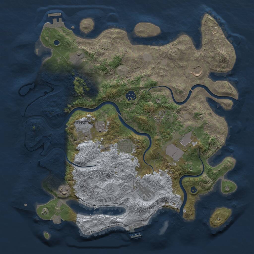 Rust Map: Procedural Map, Size: 3800, Seed: 1290648323, 16 Monuments