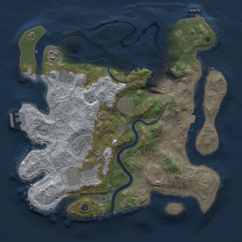 Rust Map: Procedural Map, Size: 3500, Seed: 16302756, 14 Monuments