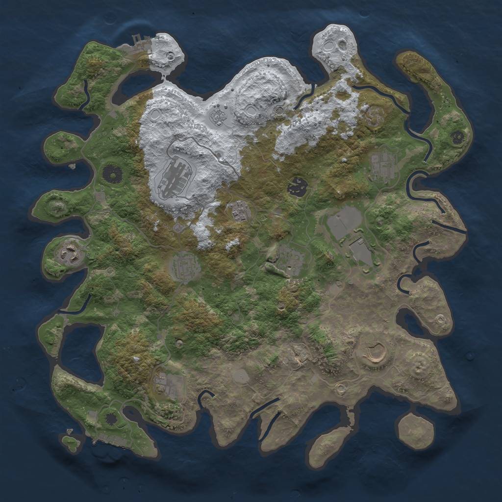 Rust Map: Procedural Map, Size: 3850, Seed: 1480226154, 19 Monuments