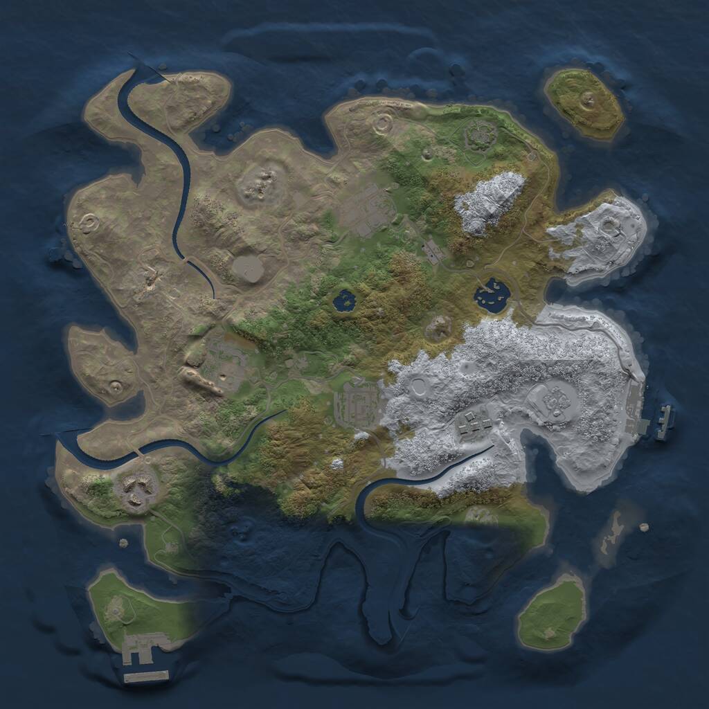 Rust Map: Procedural Map, Size: 3200, Seed: 1918601131, 11 Monuments